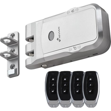 Verrou invisible électronique sans fil - Serrure anti-andalisme avec télécommandes, double moteur, ouverture et fermeture depuis l'intérieur et l'extérieur (Pas d'application) (1/5)