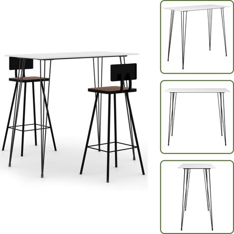 3-tlg. Bar-Set Weiß - Esstisch - Bartisch - Barhocker - Wohnzimmer Dekoration - Kücheninsel (1/5)