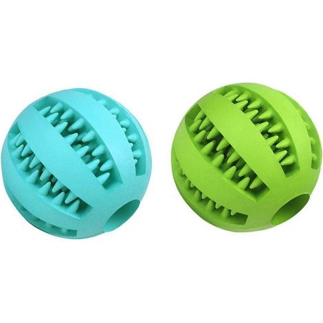 Lot de 2 balles de dentition pour chien, non toxiques et résistantes, jouets à mâcher et à réflexion pour chiots et chiens de toutes tailles. Nettoyage des dents, mastication, jeu et distribution de f