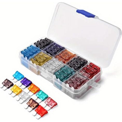 100 Pcs Fusible Voiture Standard et Mini Jeu de Fusibles Auto Mixte avec Extracteur Fusibles Plats pour Auto Moto Truck RV Camion (1/5)