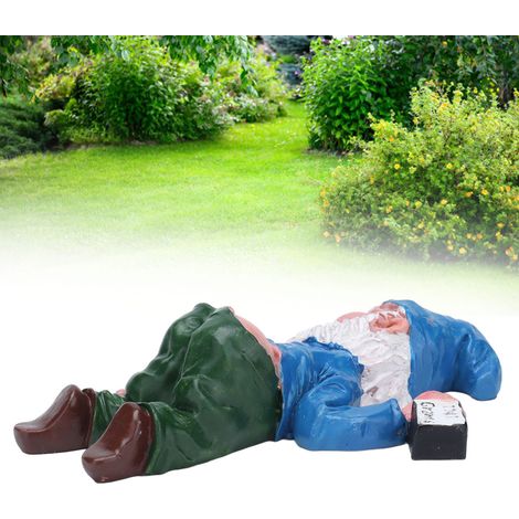 Nain de jardin comique gnome ivre miniature décoratif extérieur Nain miniature ivre en résine bleu 136g Décoration jardin cadeau moderne (1/5)