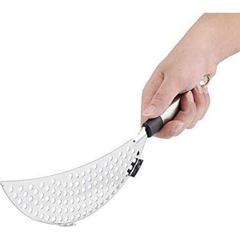 Colador universal de acero inoxidable para ollas y sartenes, colador robusto para escurrir alimentos y filtrar líquidos en la cocina - Crezuo