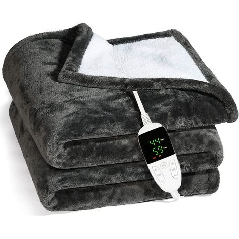 Heizdecke mit automatischer Abschaltung, 6-Gang-Heizung, 38℃-50℃/2H-10H/120W, elektrische Heizdecke, waschbar, warm, bequem, sicher, energiesparend, 130 x 150 cm (1/4)