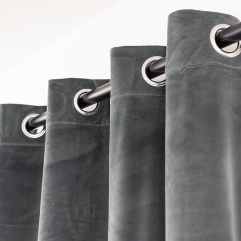 SAMTVORHANG MIT ÖSEN 140x270 GRAU VERDUNKELT