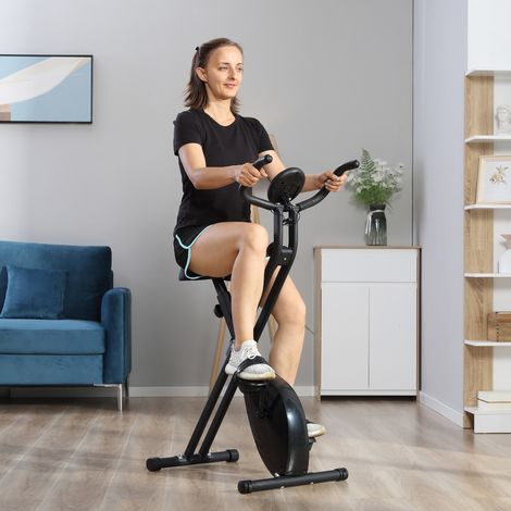 Vélo d'appartement professionnel, résistance réglable et hauteur ajustable, cadre en acier et polypropylène, dimensions 41x86x112 cm, coloris noir (1/5)