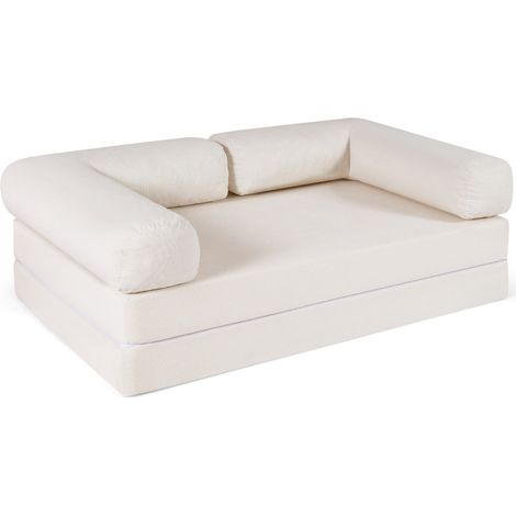 Divano letto pieghevole convertibile, 4 in 1, in velluto a coste, beige (1/5)