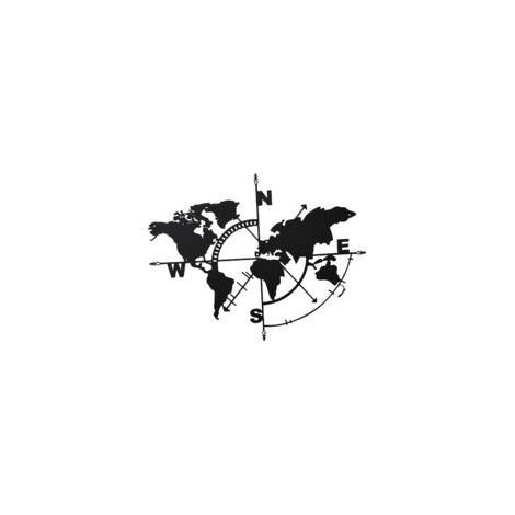 Décoration murale carte du monde en métal – Noir – Style géométrique (1/4)