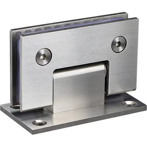 Charnière Pour Porte En Verre - Acier Inoxydable Brossé - Fixation Mur-Verre - Ouverture 90° - Charge Max 18 Kg - Épaisseur Verre 8 À 12 Mm - 1 Pièce