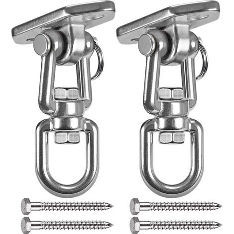 Plaque de fixation pivotante pour hamac à fourche - Support en acier inoxydable pour balançoires, hamacs et fauteuils suspendus (1/3)