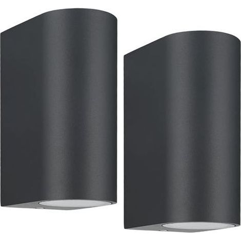 Coppia di applique da esterno, grigio antracite GU10 Up Down, lampade da parete elettriche per esterni, impermeabili IP44 in alluminio, alimentazione di rete per patio, terrazza, balcone, portico (1/4)