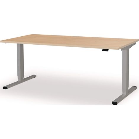 Schreibtisch levero H650-1250xB1800xT800mm weißaluminium/Ahorn elektr. (1/3)