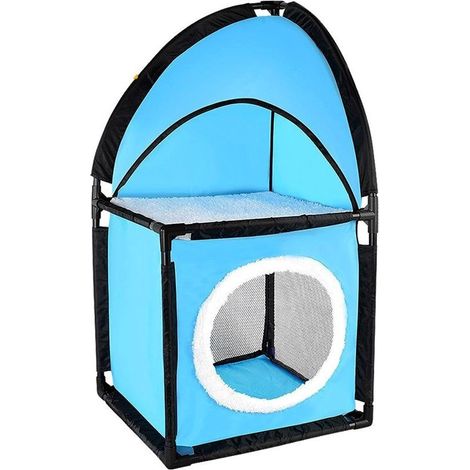 004065 Abri pour chat d'angle KITTY CORNER 2 étages rembourré 71 x 36 x 36 cm
