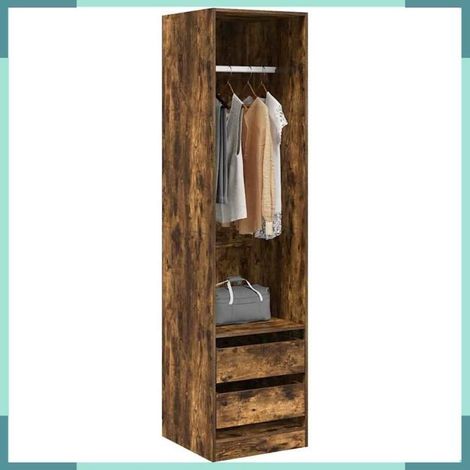 815348 Armoire avec tiroirs Chêne fumé 50x50x200 cm Bois d'ingénierie (1/5)