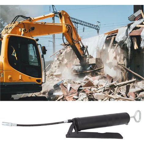 Pistolet à graisse 400 cm³ pour camions, excavatrices, moissonneuses-batteuses, pistolet à graisse manuel simple/double pression haute pression auto-amorçant (noir) (1/5)
