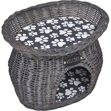 Casa/cama/ rascador para mascotas de sauce con cojín vidaXL