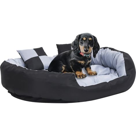 Hundekissen Wendbar und Waschbar Grau und Schwarz 110x80x23 cm