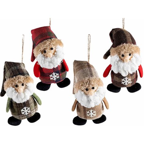 Gnomi natalizi in stoffa da appendere e decoro con fiocco di neve, set da 8 pezzi, cm 8 x 5 x 16 H