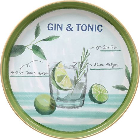 Tognana Vassoio Rotondo Gin & Tonic Serving Summer Time  D 38 Cm Decorativo Polipropilene Multicolor