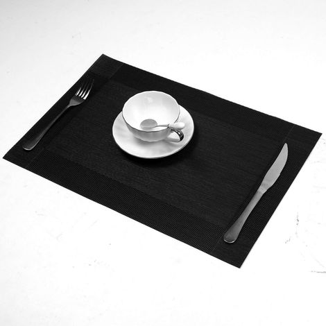 Dessous de plat de luxe 30 x 45 cm - Lot de 4 - Noir - Sets de table - Dessous de plat - Plastique - Convient aux enfants et aux adultes (1/3)