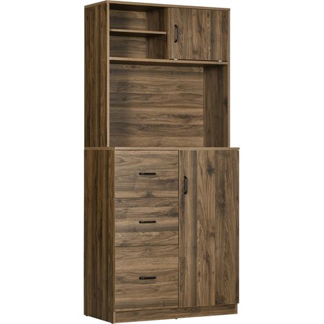 Credenza Moderna con 3 Cassetti e Armadietti Mobile Dispensa in Legno