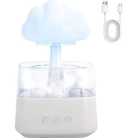 Luftbefeuchter 800 ml mit 7 Farben，3 Beleuchtungseinstellungen，ätherischem Öldiffusor mit Pilzlampe，Büro und Wohnzimmer (Weiß) (1/5)