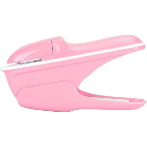 Hefter ohne Klammern, ABS-Hefter ohne Klammern, Papierhefter für Bücher, Hefter ohne Klammern, Kapazität 7–9 Blatt(Pink)