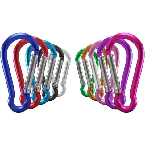 10 pcs D-Anneau Mousqueton Boucle Multifonctionnel De Plein Air des Sports Mousqueton Clip Carabiner Aluminium Couleur aléatoire (1/4)