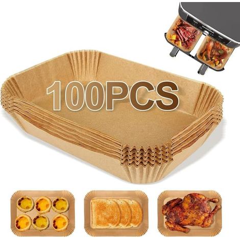 Lot de 100 feuilles de papier sulfurisé jetables pour friteuses à air chaud, 14 cm x 22 cm, antiadhésives et résistantes à la chaleur.-AquaForge (1/5)