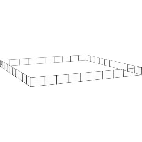 Perrina para perros 100 m² de acero negro