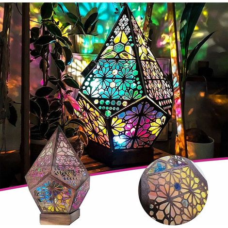 Grand Lampadaire éToile Polaire,lampe Décorative Au Sol Bohème,lampe Creuse à Projection 3D Colorée à LED,Lampe Rétro En Diamant,Convient Pour La Maison,la Fête,Noël,Veilleuse LED Décorative (1/5)