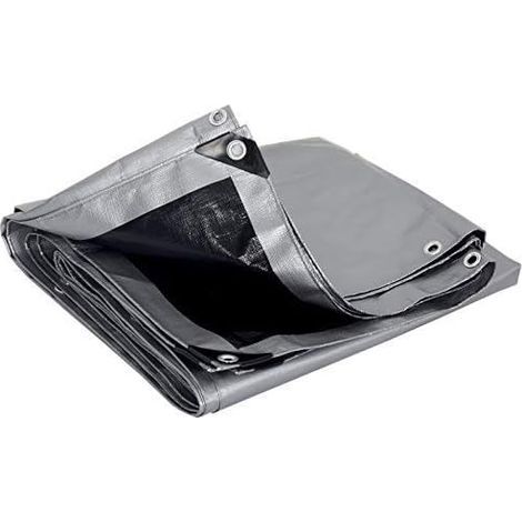 Bâche de Protection en PE,bâche étanche pour Couvrir Bois/bâtiment/Camion 180g/m² 3x4m,Gris+Noir-Fei Yu (1/2)