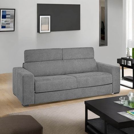 Divano letto Crien 3 posti con poggiatesta reclinabili colore Penelope 22 grigio (1/5)