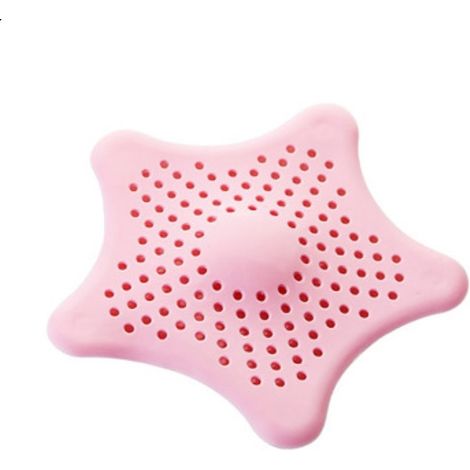 Filtre Évier en Silicone, Filtre à Cheveux Douche, Filtre à Bonde de Douche et Bain Starfish(rose 3pcs) (1/2)