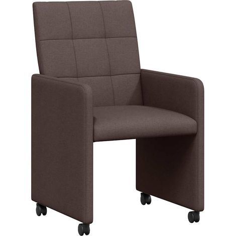 Maison Exclusive - Chaises de Salle à Manger avec Roues 2 pc tissu Marron foncé (1/5)
