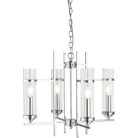 Searchlight Milo - Luminaire suspendu à 4 bras multiples, chrome, verre quatre, E14 (1/3)