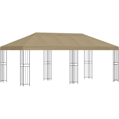 Gazebo da giardino 6 x 3 m Beige Poliestere e Acciaio 190 gsm vidaXL (1/5)