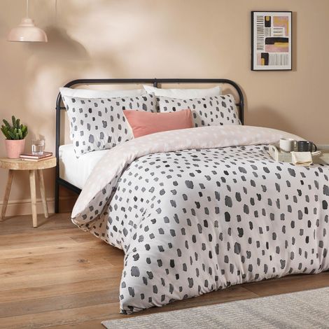 Duvet Day Robi Housse De Couette Motif à Pois Contemporain Et Tissu Doux Au Toucher Lin Charbon 200x200cm (1/3)