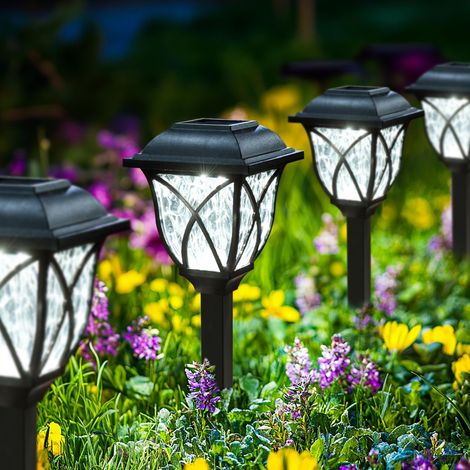 Solarleuchten für den Garten, wasserdicht, 6er-Packung solarbetriebene LED-Wegeleuchten, Solar-Wegeleuchten, kaltweiß [Energieklasse A]