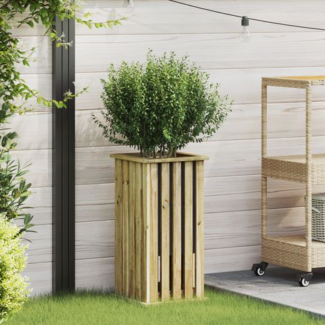 vidaXL Planter Boxes Brown 33 x 33 x 65 cm Impregnated Pine Wood
