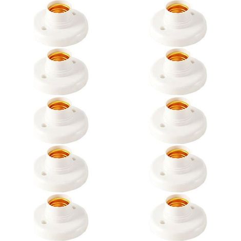 Lot de 10 douilles E27 à vis en plastique – Support de lampe rond – Adaptateur pour suspension et luminaire (1/4)