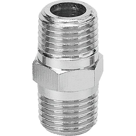 Mamelon égal A1212P - laiton nickelé - R 1/4" x R 1/2" - pneumatique - 8 mm - PREVOST