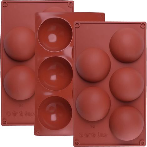 3 Moule Silicone, 5 Cavités Demi-Sphère, Antiadhésif, Pour Chocolat, Mousse, Pâtisserie (1/5)