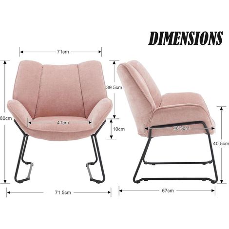 Moderner Chenille Longuesessel mit Metallbeinen, gepolstert, Rosa (1/5)