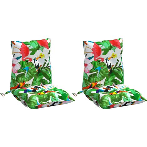 vidaXL Coussins de chaise à dossier bas lot de 2 multicolore