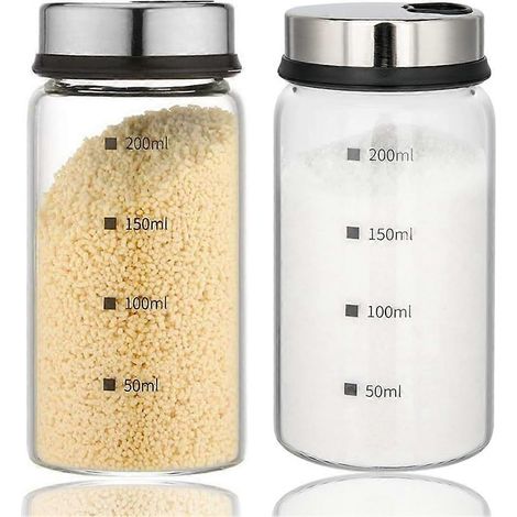 Set aus 2 Salz- und Pfefferstreuern, 200 ml, mit verstellbarem Ausgießer, aus Edelstahl, für die Küche (1/5)