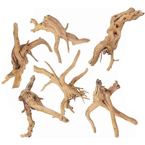 Natürliches Treibholz-Sortiment für Aquarien, 6-teilig, kleine Reptilien-Dekoration