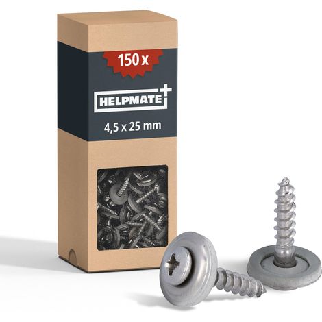 Vis de ferblantier en acier inoxydable A2 4,5x25 mm 150 pièces PZ2 DIN 7995 tête bombée avec rondelle plate et rondelle EPDM (1/5)