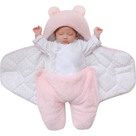 Gigoteuse - Polaire - Pour Bébé 0-3 Mois - À Capuche Et Jambes Indépendantes - Blanc ×1 (1/4)