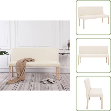 The Living Store Banc 139,5 cm Crème Polyester - Banc en bois (1/5)