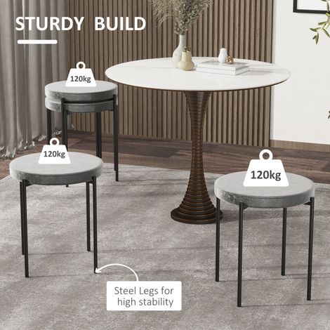 Lot de 4 tabourets de cuisine empilables en métal gris foncé, assise rembourrée effet velours, 41,5 x 41,5 x 46 cm (1/5)